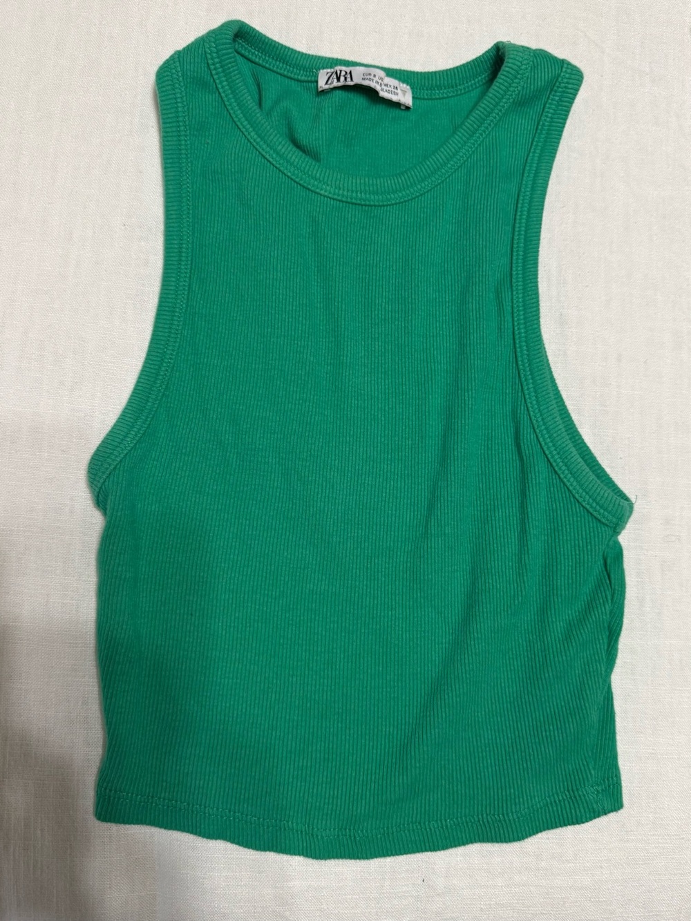 Zara Bright Green Ribbed Tank